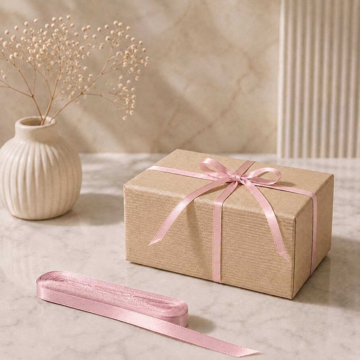 1cm Pembe Saten Kurdele 10 Metre