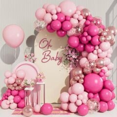 Pembe Fuşya Rose Balon Zinciri