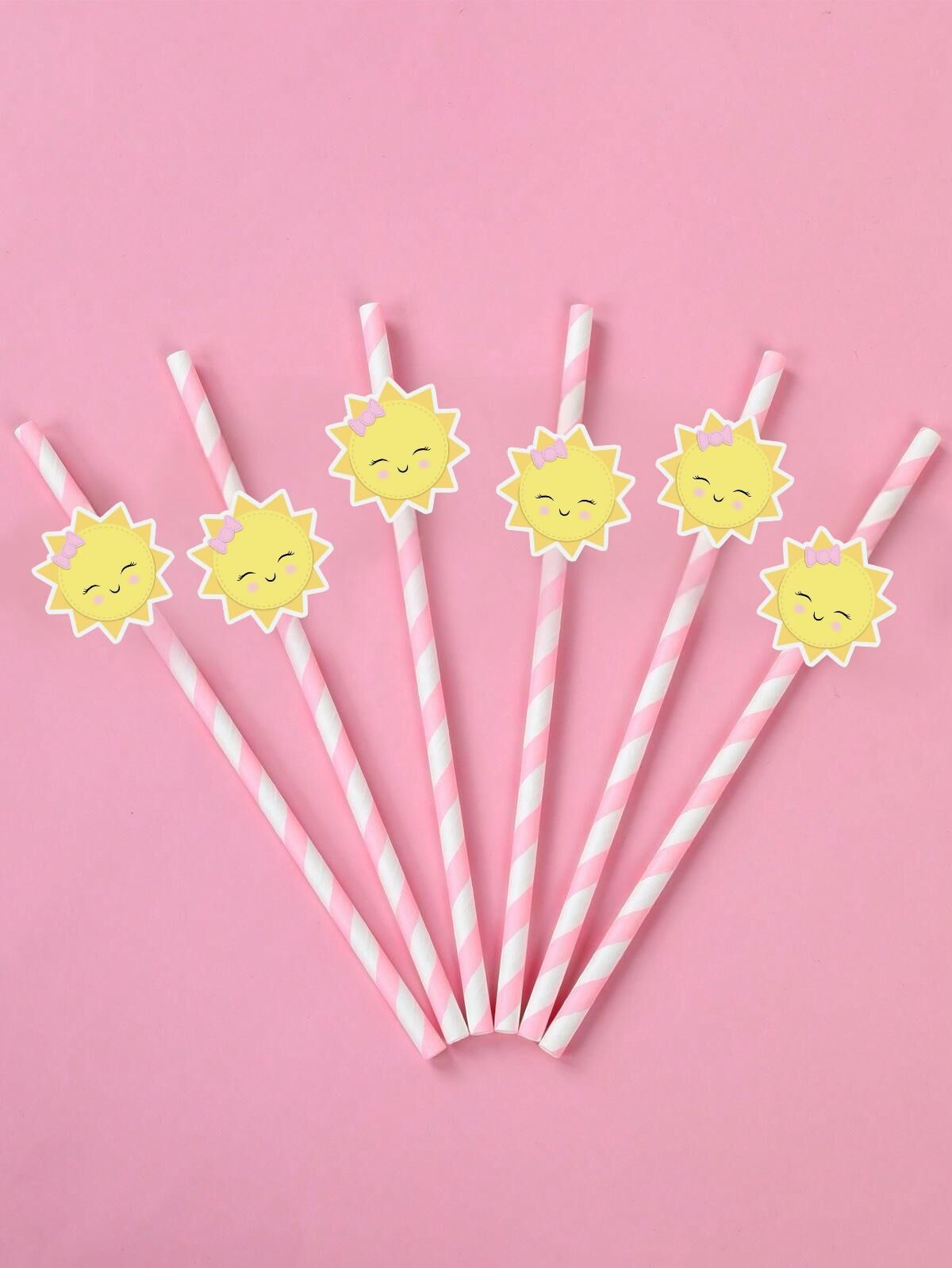 Güneş Teması Fiğürlü Pipet 10 Adet