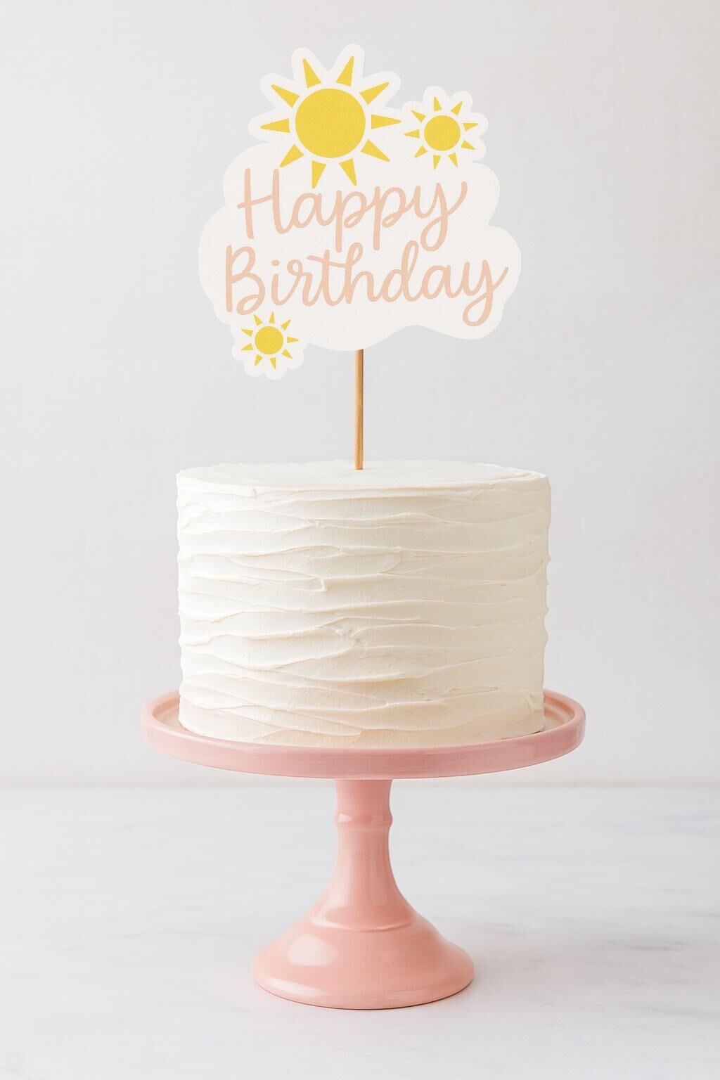 Güneş Teması Happy Birthday Pasta Süsü
