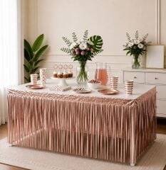 Rosegold Püsküllü Masa Eteği