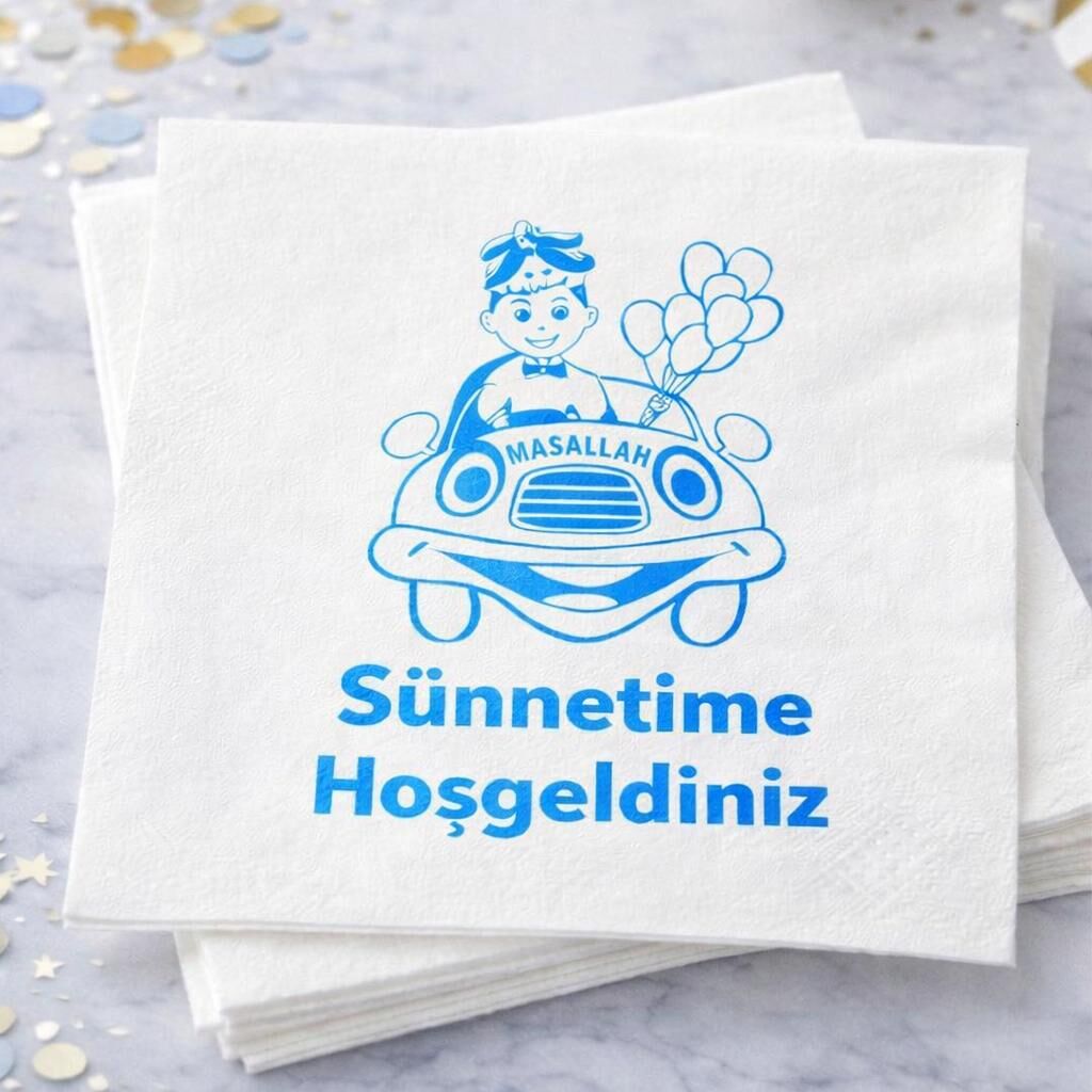 Mavi Varaklı Sünnet Kağıt Peçete 16 Adet
