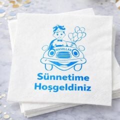 Mavi Varaklı Sünnet Kağıt Peçete 16 Adet