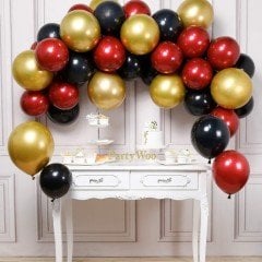 KIRMIZI ALTIN SİYAH BALON ZİNCİRİ