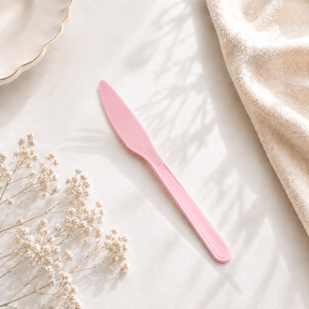 Pembe Plastik Bıçak 24 Adet