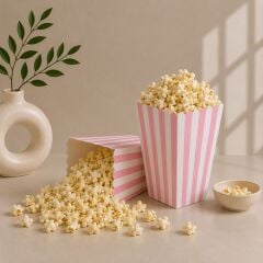 Pembe Çizgili Popcorn Mısır Kutusu 8 Adet