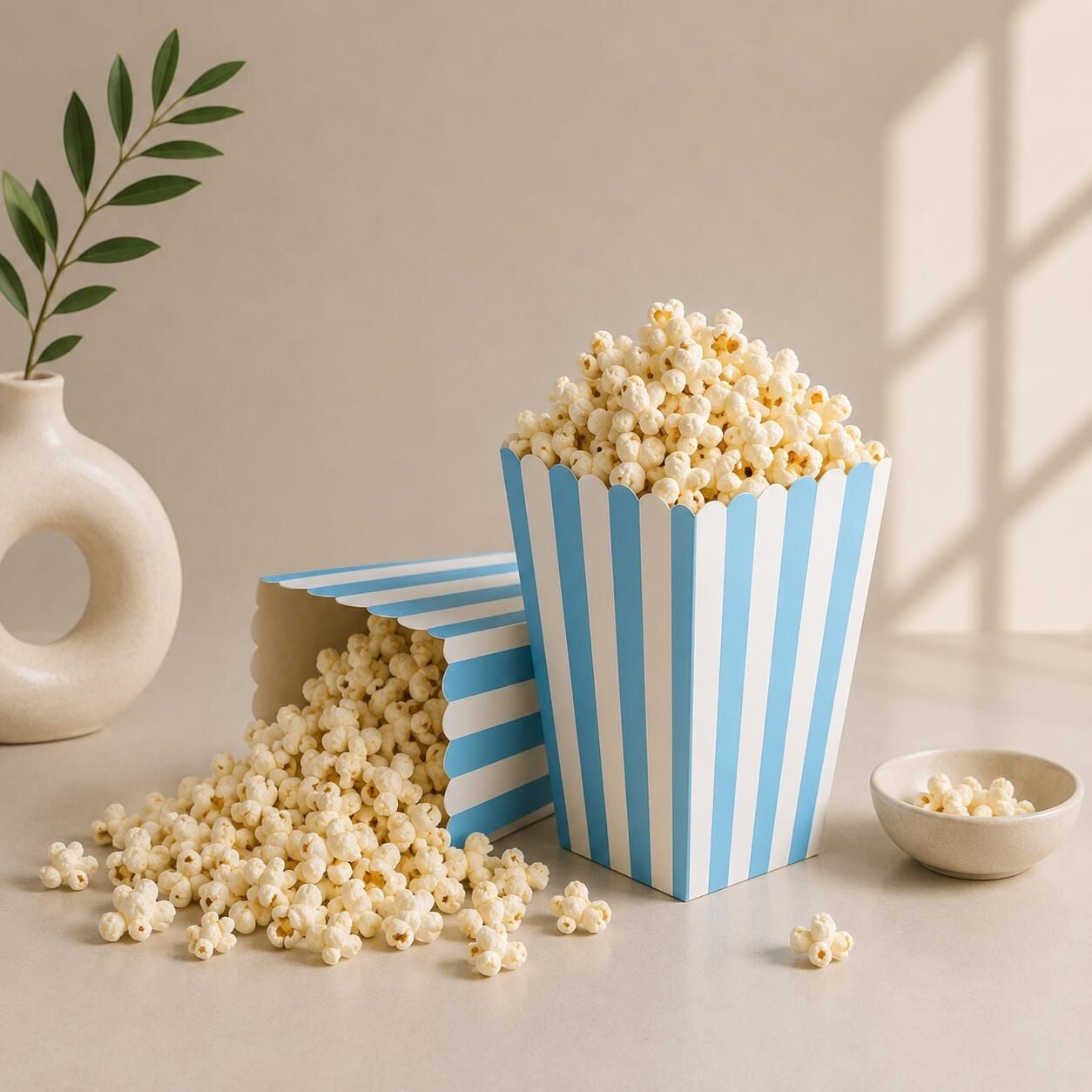 Mavi Çizgili Popcorn Mısır Kutusu 8 Adet
