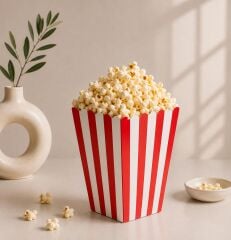 Kırmızı Çizgili Popcorn Mısır Kutusu 8 Adet
