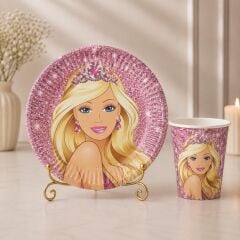 Barbie Karton Tabak Bardak 8 Adet