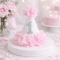 Pembe Gümüş Çiçekli Kukuleta 1 Yaş