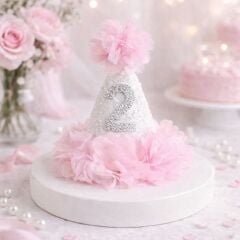 Pembe Gümüş Çiçekli Kukuleta 2 Yaş