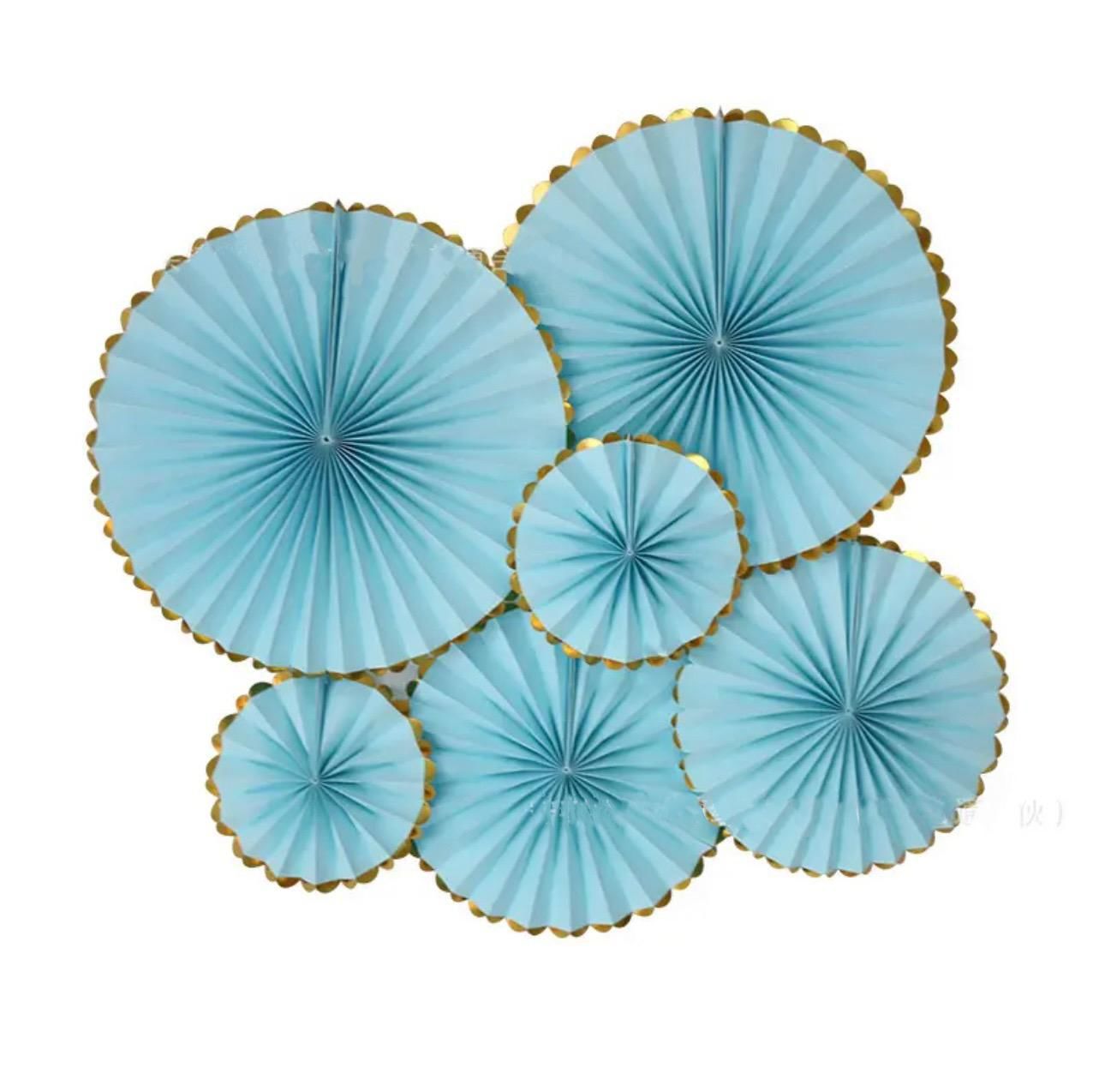 Mavi Altın Yelpaze Süs 6 Adet