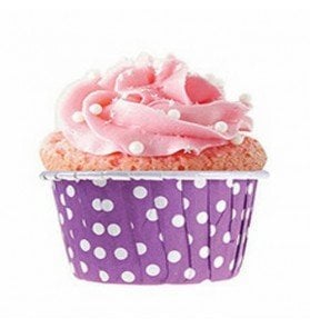 Mor Puantiyeli Muffin Kek Kalıbı 24 Adet
