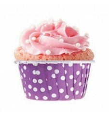 Mor Puantiyeli Muffin Kek Kalıbı 24 Adet