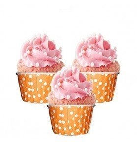 Turuncu Puantiyeli Muffin Kek Kalıbı 24 Adet