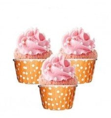 Turuncu Puantiyeli Muffin Kek Kalıbı 24 Adet