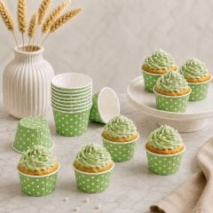 Yeşil Puantiyeli Muffin Kek Kalıbı 24 Adet