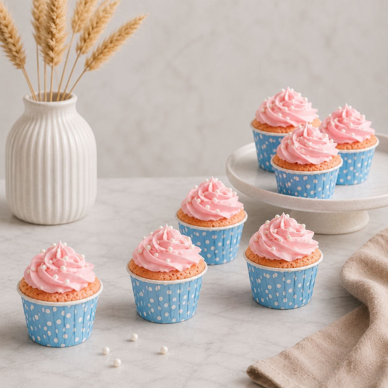 Mavi Puantiyeli Muffin Kek Kalıbı 24 Adet