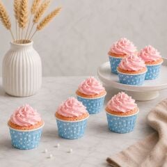 Mavi Puantiyeli Muffin Kek Kalıbı 24 Adet