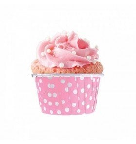 Pembe Puantiyeli Muffin Kek Kalıbı 24 Adet