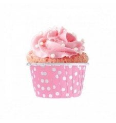 Pembe Puantiyeli Muffin Kek Kalıbı 24 Adet