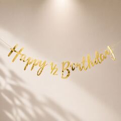 Happy 1/2 Birthday Gold İtalik Banner