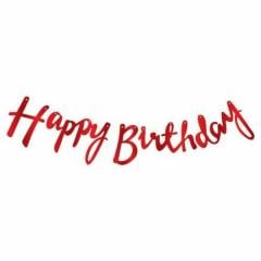 Kırmızı İtalik Kaligrafi Happy Birthday Yazısı