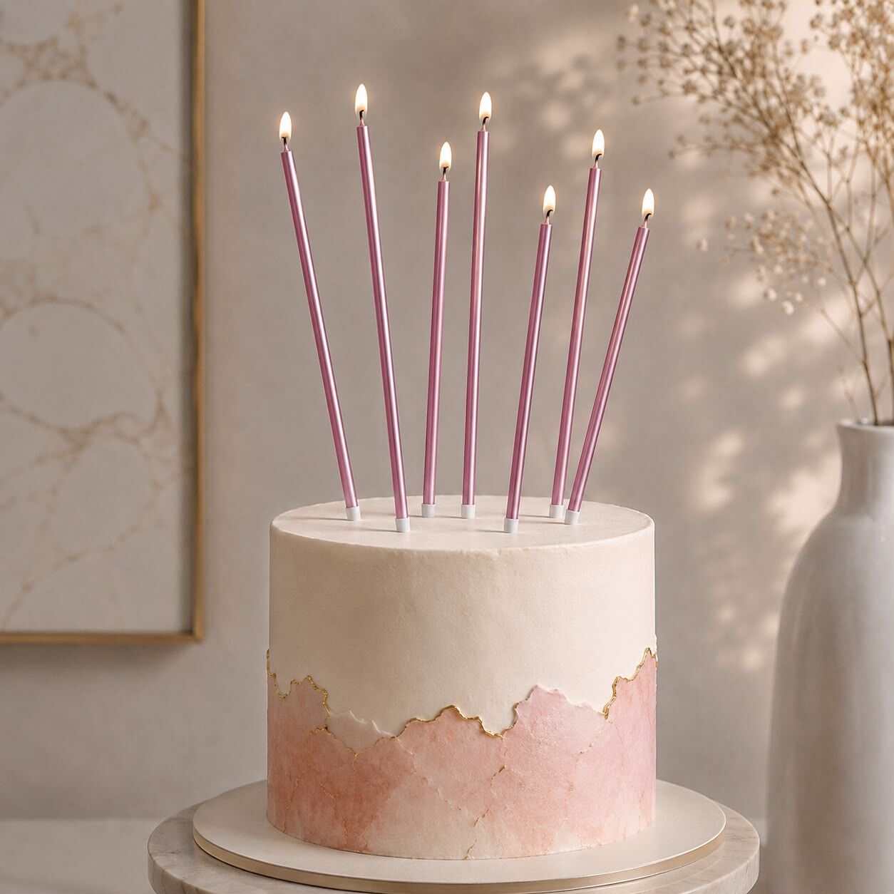 20cm Pembe Pasta Mumu 6 Adet