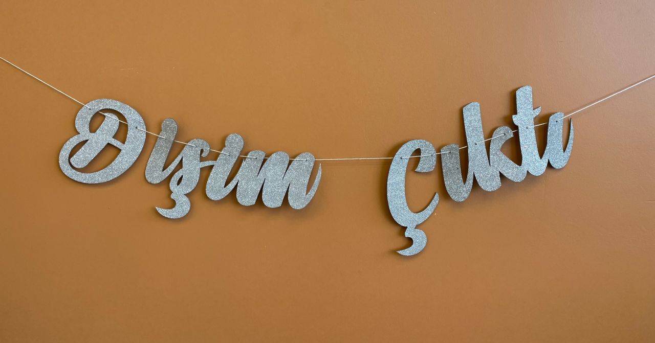 Gümüş İtalik Kaligrafi Dişim Çıktı Yazısı