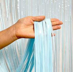 Soft Mavi Işıltılı Parti Perdesi