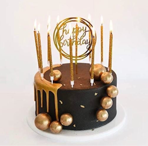 Altın Simli Pasta Mumu 6 Adet