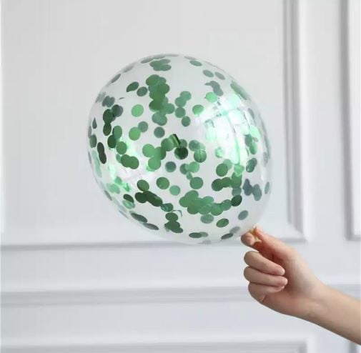 Şeffaf Yeşil Konfetili Balon 10 Adet