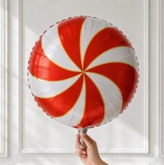 Kırmızı Beyaz Şeker Folyo Balon