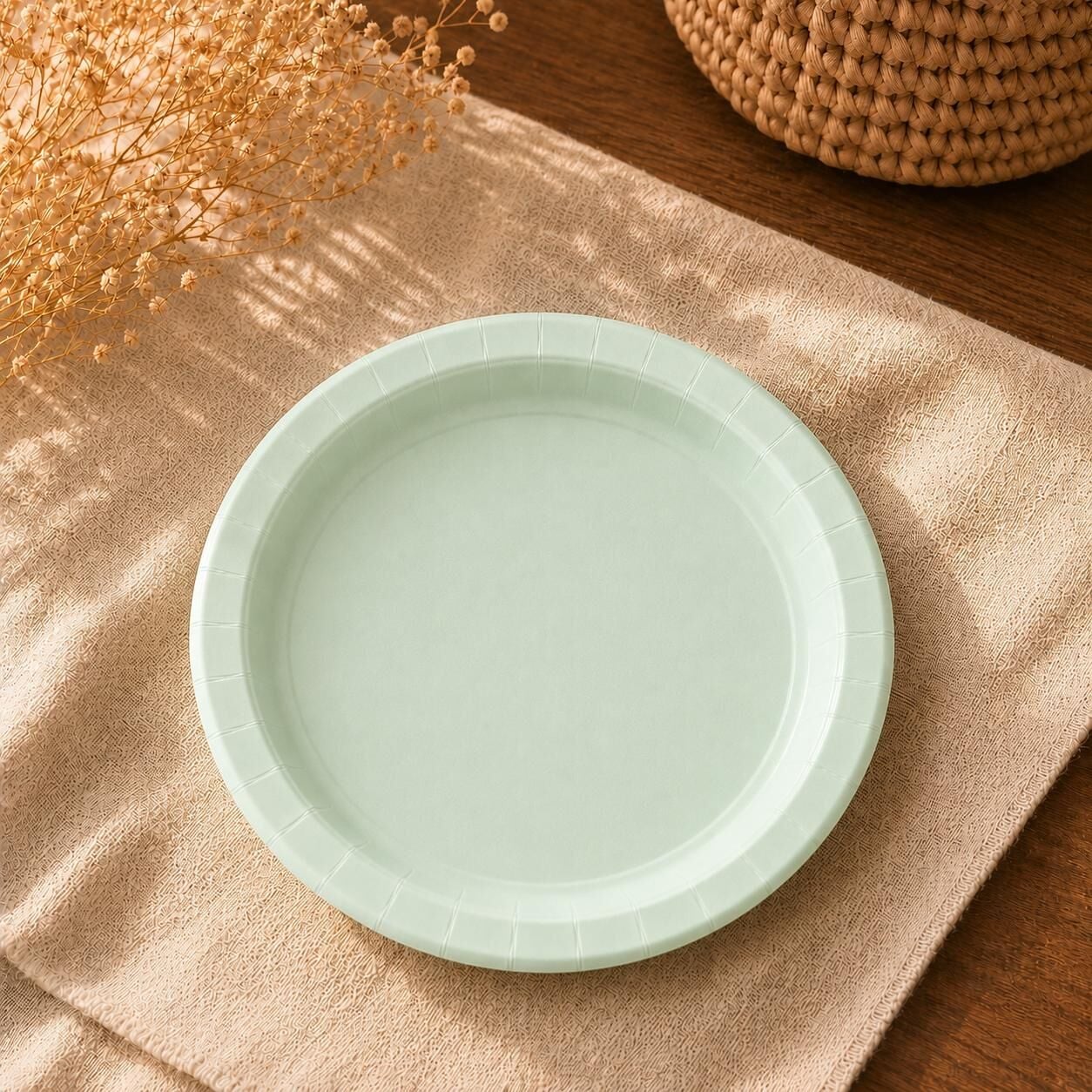 Mint Yeşili Karton Tabak 8 Adet