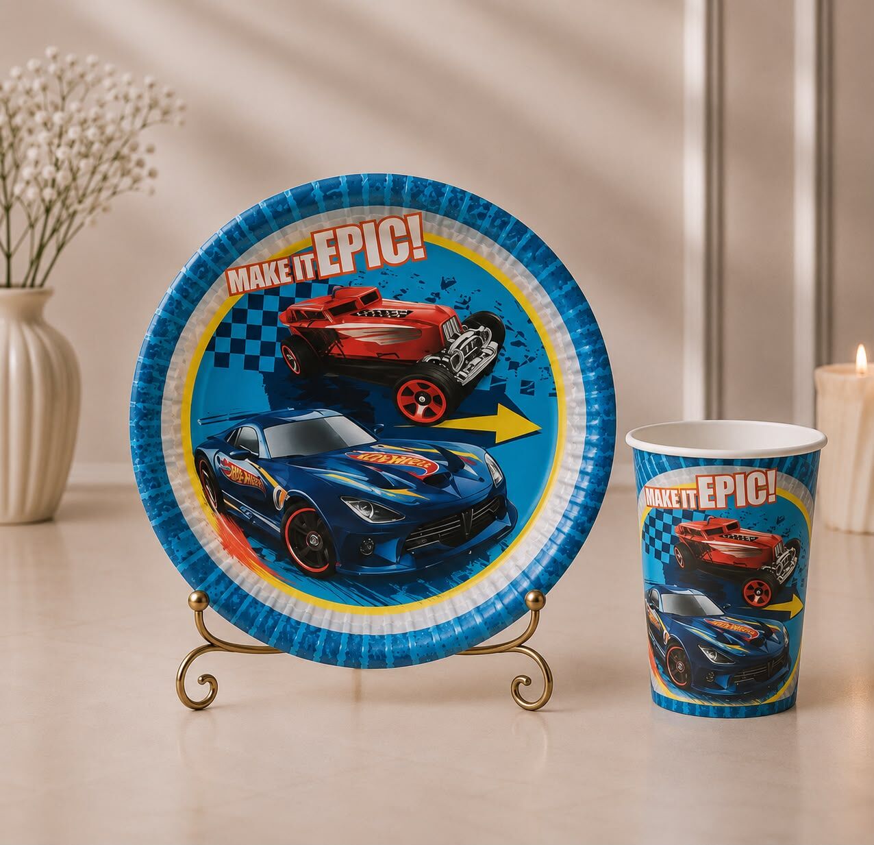 Hot Wheels Karton Tabak Bardak 8 Adet