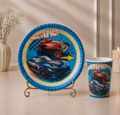 Hot Wheels Karton Tabak Bardak 8 Adet