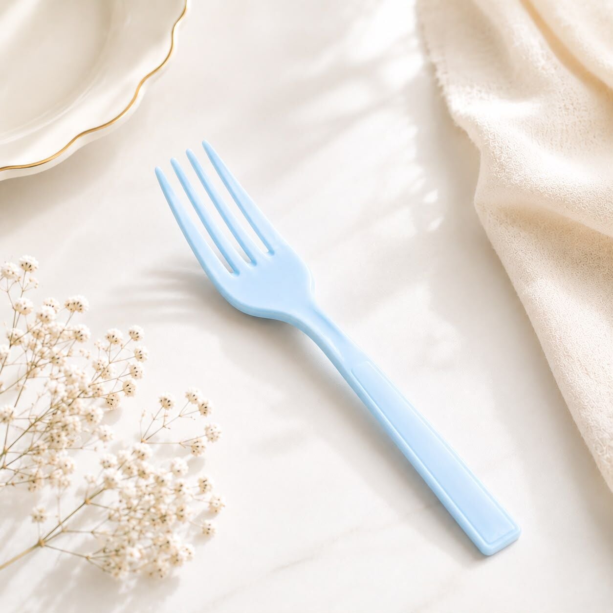 Mavi Plastik Çatal 24 Adet