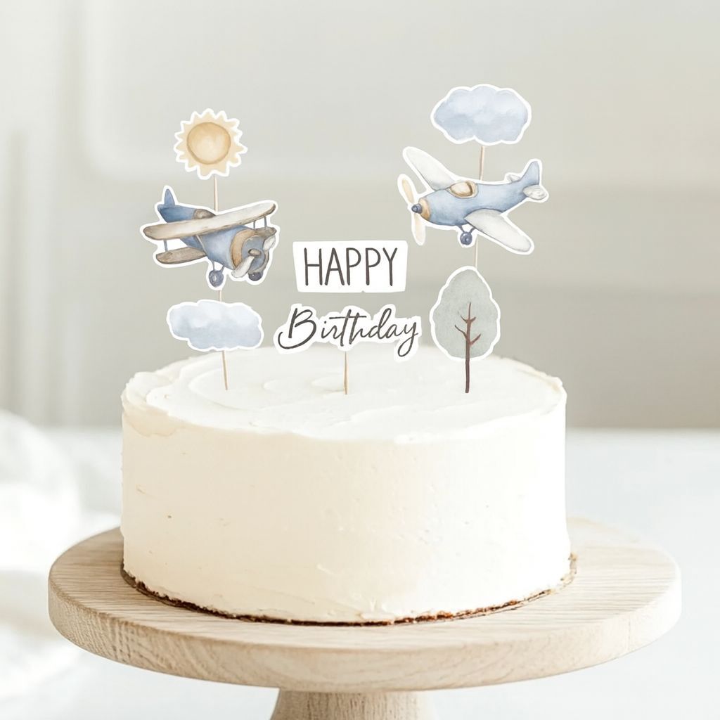 Uçak Teması Pasta Süsü