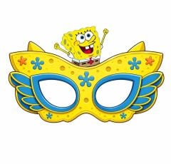 Sünger Bob Karton Parti Maskesi 6 Adet