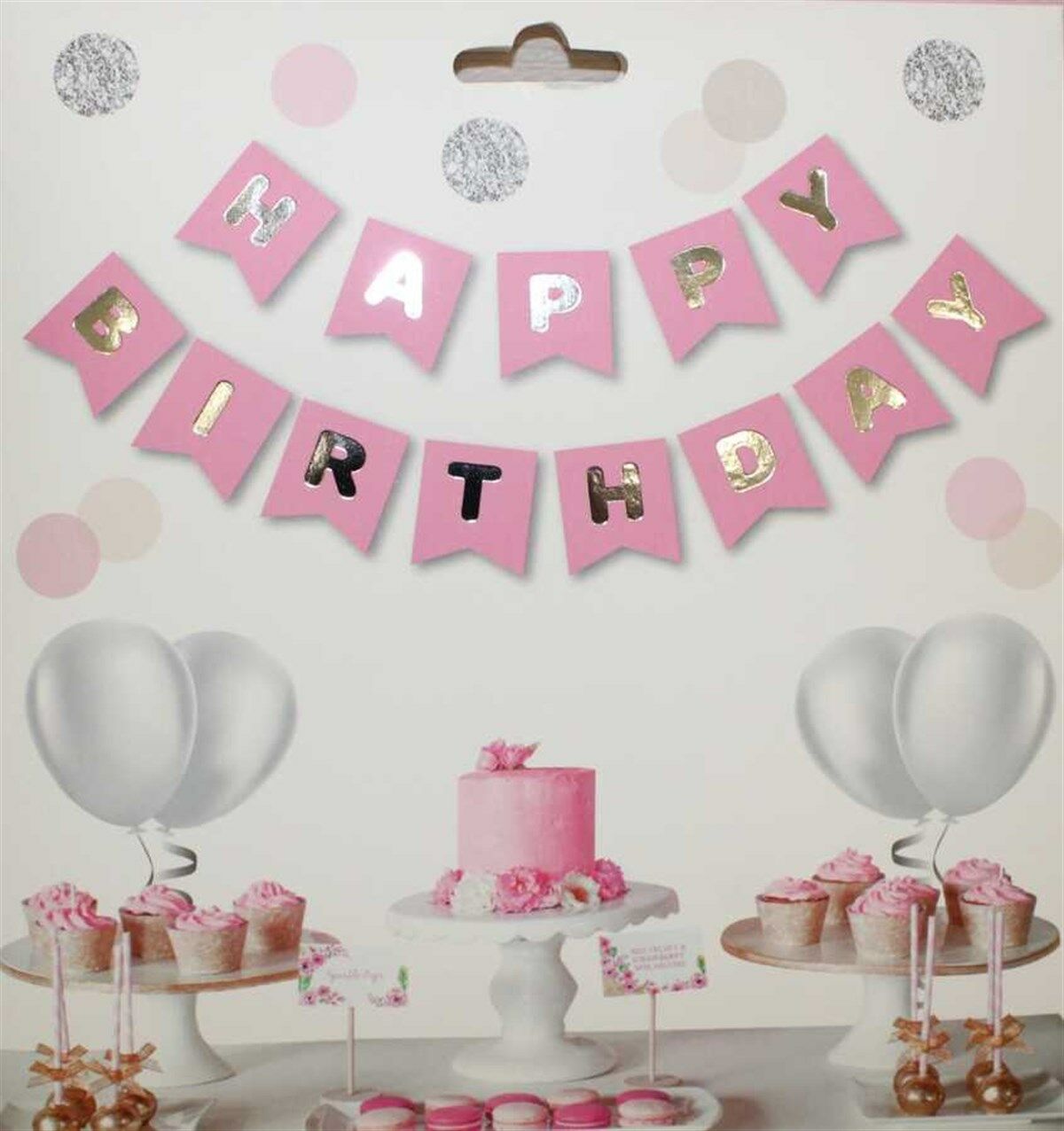 PEMBE GÜMÜŞ HAPPY BİRTHDAY YAZISI