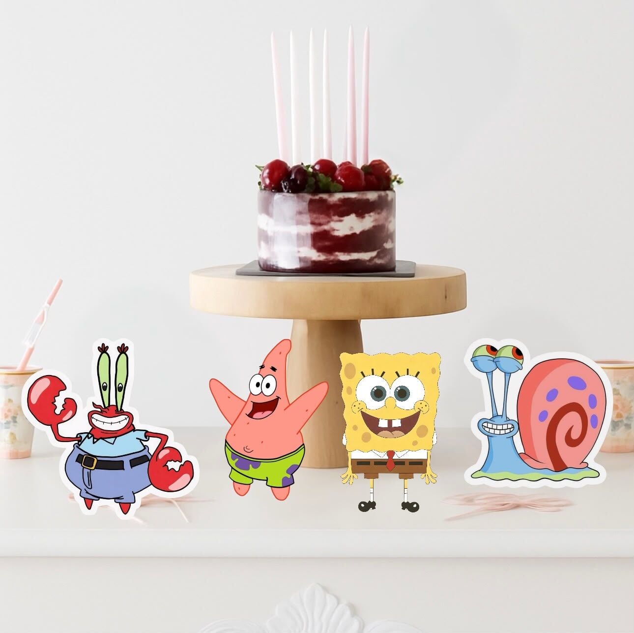 Sünger Bob Masa Süsü 4 Adet