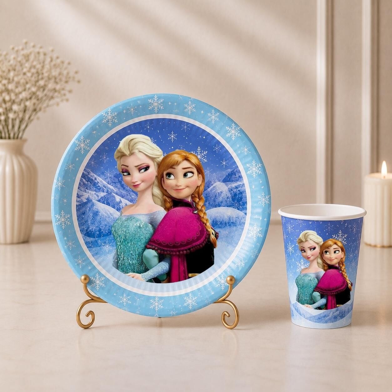 Elsa Frozen Karton Tabak Bardak 8 Adet