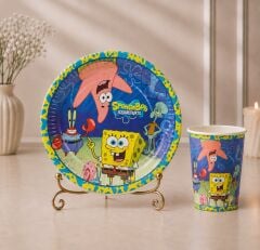 Sünger Bob Karton Tabak Bardak 8 Adet