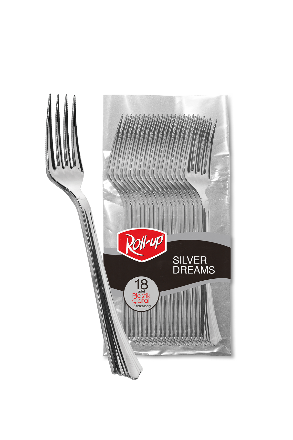 Metal Görünümlü Plastik Çatal 18 Adet