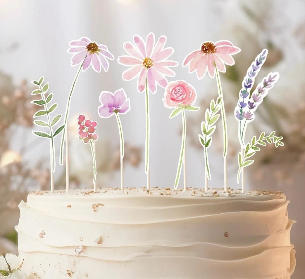 Çiçekler Pasta Süsü