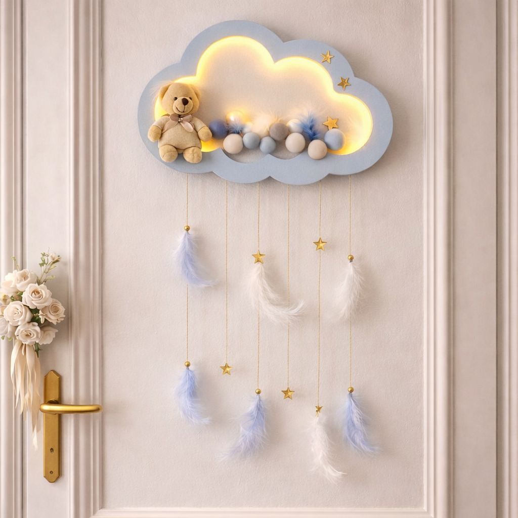 Işıklı Mavi Bulut Kapı Süsü