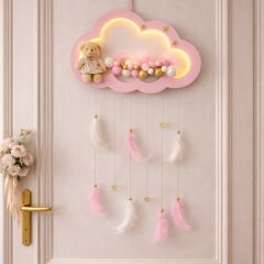 Işıklı Pembe Bulut Kapı Süsü
