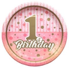 1 Yaş Kız Karton Tabak 8 Adet