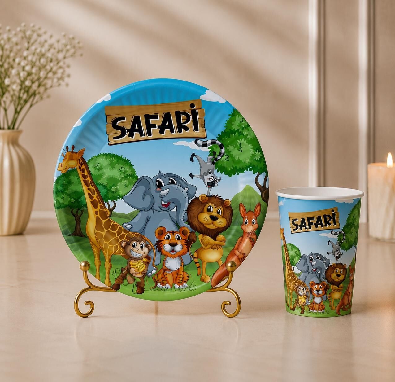 Safari Karton Tabak Bardak 8 Adet