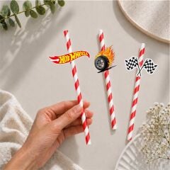 Hot Wheels Fiğürlü Kağıt Pipet 10 Adet